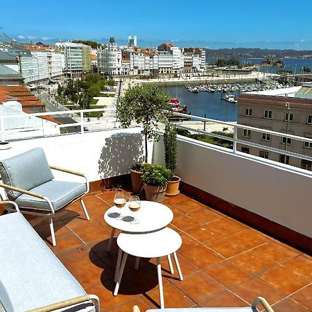 Atico Con Dos Terrazas E Increibles Vistas En Pleno Centro De A Coruña Exteriör bild